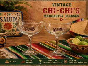 Chi-Chi’s 12oz Margarita Glasses with Brown set  of 2 vintage